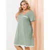 Agnes Orinda Women's Plus Size V Neck Short Sleeve Polka Dots Nightgowns - 4 of 4