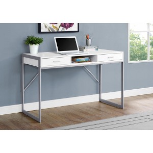 Monarch Specialties Computer Desk Home Office Laptop Storage Drawers 48InchL Work Metal Laminate White Grey Contemporary Modern - 1 of 4