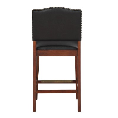 Denver 40" Brown Leather and Wood Counter Stool