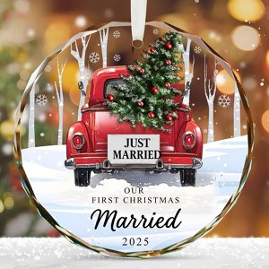 First Christmas Married Ornament 2025, Crystal Glass Just Married Ornament, Wedding Gifts for Couples - 1 of 4