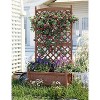 Elevated Wood Raised Garden Bed with Trellis & Locking Wheels, Planter Box with Drainage Holes for Flowers, Herbs & Veggies - 2 of 4