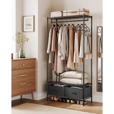 Songmics Wardrobe Closet Heavy duty Portable Closet clothing Rack With Mesh Shelf Freestanding Closet Clothes Rack Ink Black Target