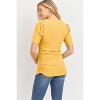 Hello Miz Women's Ribbed Puff Sleeve Side Ruched Maternity Top - 3 of 4