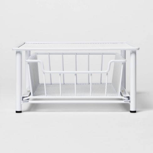 Stackable Slide Out Drawer Organizer Small White Threshold Target