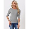 INSPIRE CHIC Women's Classic Solid Elbow Sleeves Round Neck Slim Fit T-Shirts - 3 of 4