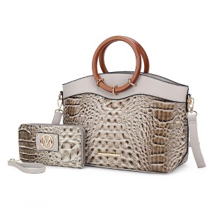 MKF Collection Phoebe Tote Women’s Faux Crocodile-Embossed Vegan Leather with Wristlet Wallet Bag by Mia K - 1 of 4
