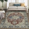 2 x 6 ft Polyester Blue Rectangular Hallway Bathroom Entryway Kitchen Office Foldable Flower Printed  Washable Area Rug - 2 of 4