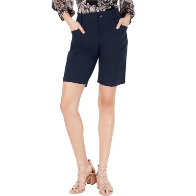 I.N.C International Concepts Womens Bengaline Casual Bermuda Shorts, Blue, 4