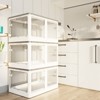 FONTOI 4-Pack Foldable Cabinet with 5 Doors&Wheels, Stackable Storage Container for Bedrooms Living Rooms Office, White, 18.5"*14.57"*26.38" - 4 of 4