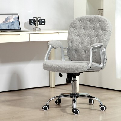 NicBex Office Chair with Height Adjustable Modern Button Tufted Computer Chair with Armrests, 5 Casters, Teddy Fleece for Office, Study