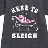 - Instant Message - Here To Sleigh Christmas Graphic Short Sleeve Fleece Dress - 2 of 4
