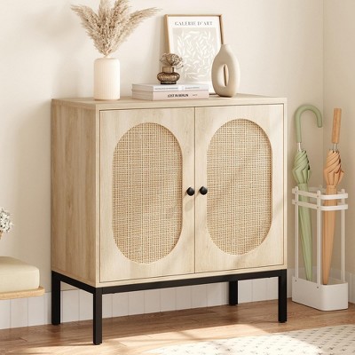 Buffet Cabinet, Storage Cabinet with Glass Doors and Shelves, Accent Cabinet Sideboard Wood Console Cabinet with Storage