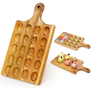 Acacia Wood Deviled Egg Platter, Serving Tray for Charcuterie & Cheese with Easter Gift Box - 1 of 4