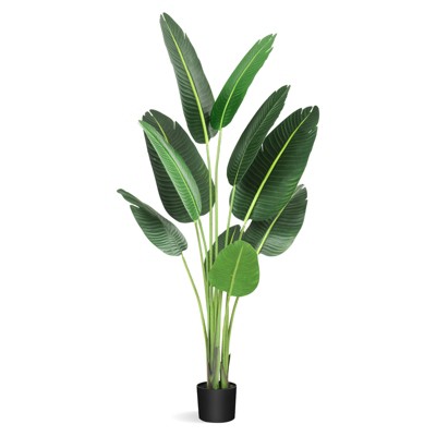 Sunnyfurn Plastic and Cement Simulation Plant, Imitation Banana Leaf Tree with Trunk, Suitable for Bedroom Living Room Home Office Decoration