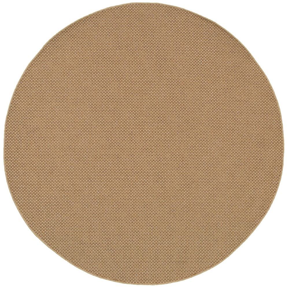 7'10in Round Keaton Basket Weave Patio Rug Sand