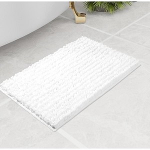 Home Mart Goods 24"x16" - Large White Soft Cozy Plush Chenille Bath Mat Bathroom Rug - 1 of 4