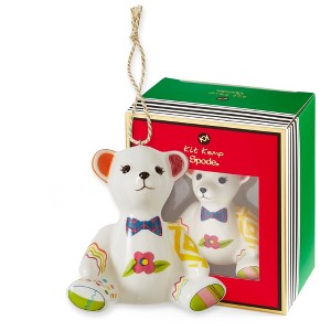 Kit Kemp by Spode Willow Bear Patchwork Christmas Bauble, Handcrafted Porcelain Festive Keepsake, Personalized Holiday Collectible Ornament - 1 of 4