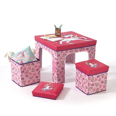 3pc JoJo Siwa Collapsible Set with Storage Table and 2 Ottomans