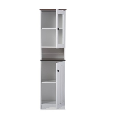 Lauren White and Dark Brown Two-Tone China Cabinet with Glass Door
