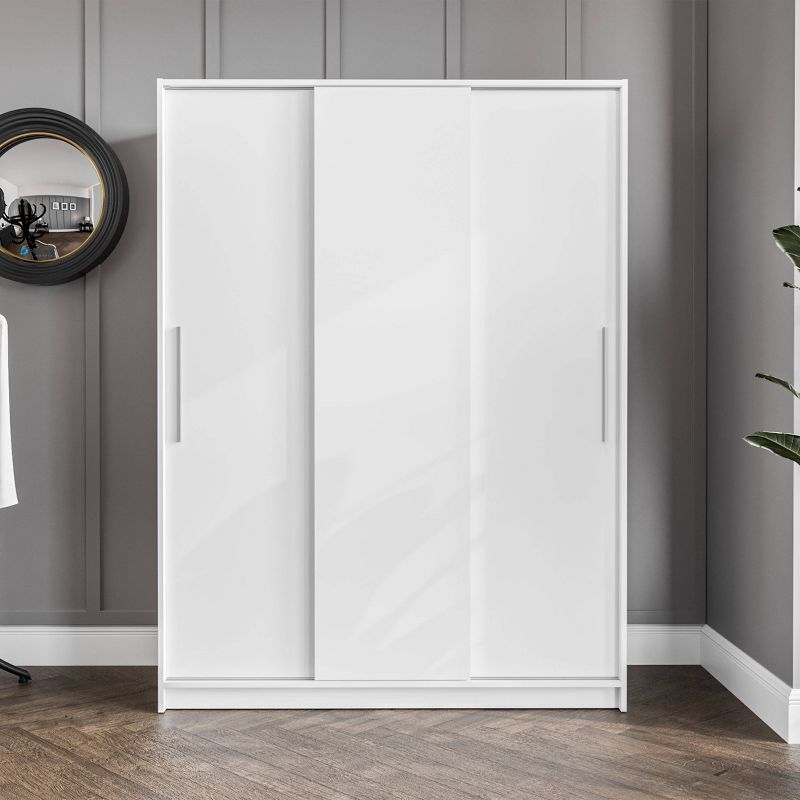 Denmark 3 Sliding Doors Clothing Armoire White - Polifurniture, 1 of 10