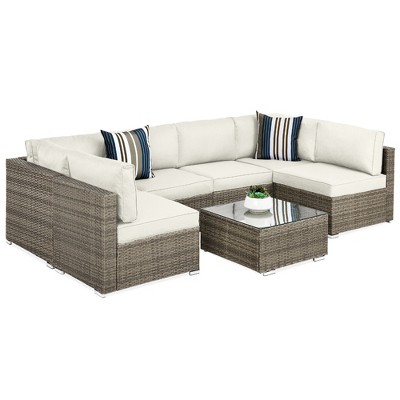 Best Choice Products 7-Piece Outdoor Modular Patio Conversation Furniture, Wicker Sectional Set