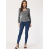 Allegra K Women's Choker Neck Houndstooth Print Long Sleeve Gothic Cutout Top - 4 of 4