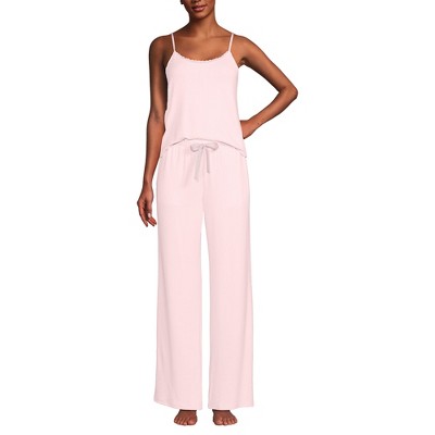 Lands' End Women's Pointelle 2 Piece Pajama Set - Cami and Wide Leg Pants