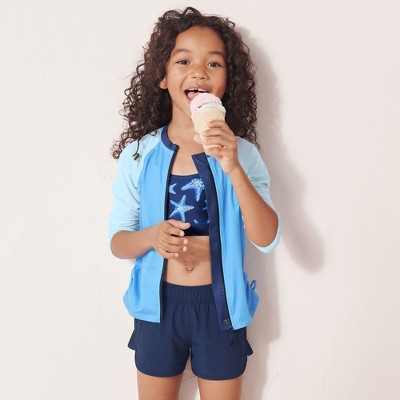 Lands' End Kids Long Sleeve Zip Front UPF 50 Rash Guard