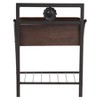 Jevenci Vintage Antique Dark Bronze Metal And Wood 1-Drawer Nightstand - Walnut - Baxton Studio - 4 of 4