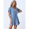 cheibear Women's Short Sleeve Mini Striped Pajama Dress 2 Packs - 2 of 3