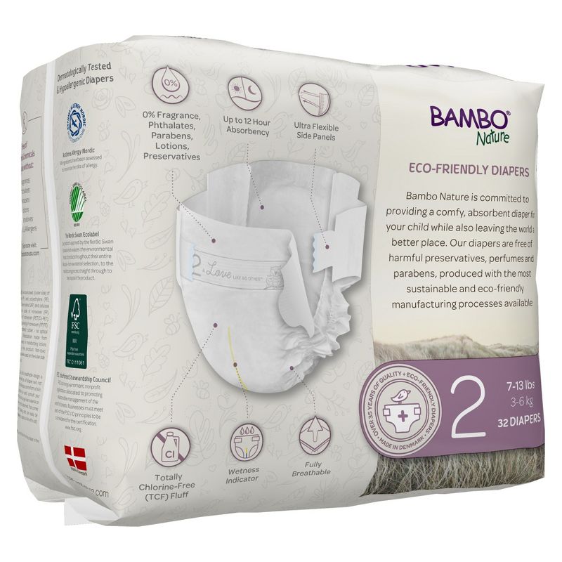 Bambo Nature Dream Disposable Diapers, Eco-Friendly, Size 2, 32 Count, 3 Packs, 96 Total, 2 of 6