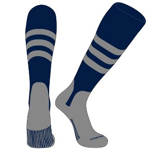PEAR SOX OTC Baseball Softball Stirrup Socks (A, 5in) Navy, Silver (M) - 1 of 3