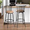 HomeRoots Set of Two Brown and Black Faux Leather and Iron Low Back Adjustable Height Swivel Bar Chairs - 2 of 4