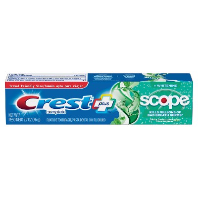 Crest + Scope Complete Whitening Toothpaste Minty Fresh - Trial Size ...
