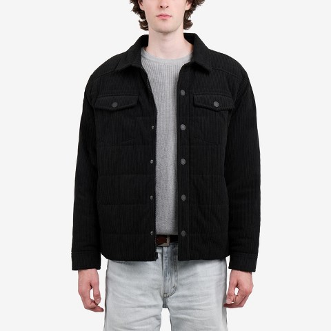 Мужская куртка X RAY Quilted Corduroy Shirt Jacket With Polyester Lining in Black, цвет: Чёрный