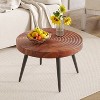 MOEPISY 31-Inch Modern Farmhouse-Style Living Room Coffee Table, Round Table With Natural Finish, Nut-Brown - 4 of 4