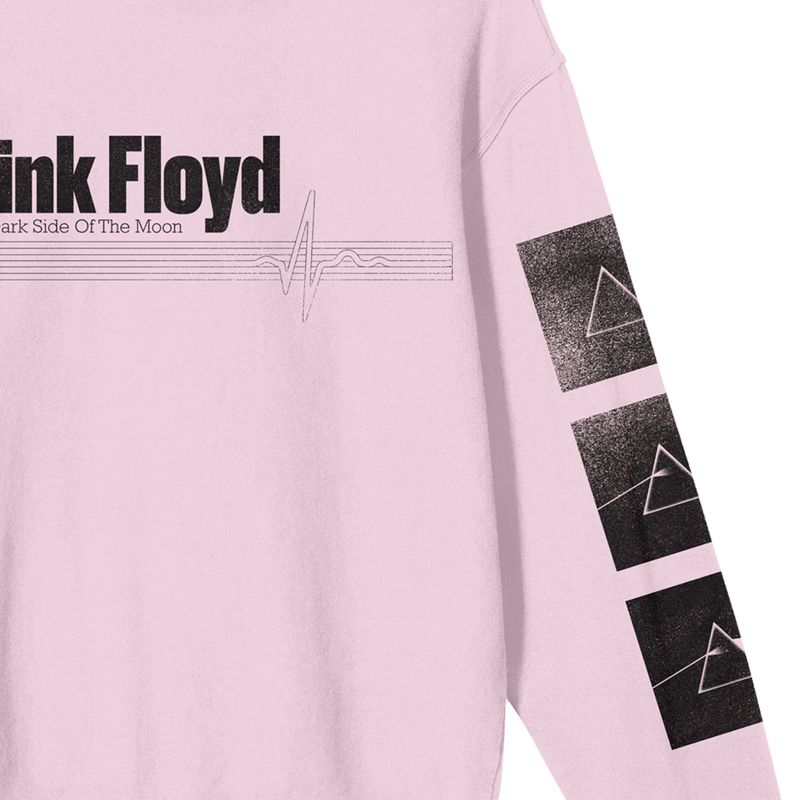 Pink Floyd Black & White Prisms Crew Neck Long Sleeve Cradle Pink Women's Sweatshirt, 3 of 4