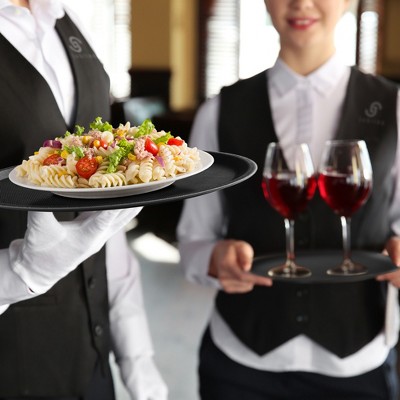 Set of 4 Jubilee 18" Round Black Non-Skid Serving Trays