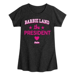 Girls' - Barbie - Barbie Land Palm Trees Fitted Short Sleeve Graphic T-Shirt - 1 of 4
