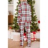 Red Christmas Plaid Print Two Piece Long Sleeve Pajamas Set - 4 of 4