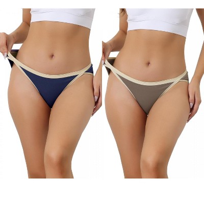 Allegra K Women's Cotton Low Waist Breathable Stretch Hipster Briefs 2 Packs