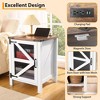 Jojoka Farmhouse Nightstand Side Table, Small End Table Side Table with USB Ports, Wooden Sofa Side Table with Barn Door for Living Room, Bedroom - 4 of 4