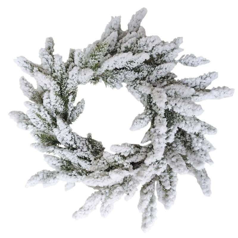 Northlight Heavily Flocked Artificial Pine Christmas Wreath, 16.5-Inch, Unlit, 1 of 4