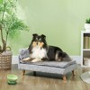 PawHut Dog & Cat Couch, Elevated Pet Sofa with Foam Cushion, Soft Pillow, Removable & Washable Covers, Non-Slip Foot Pads for Medium Dogs, Light Gray - 3 of 4