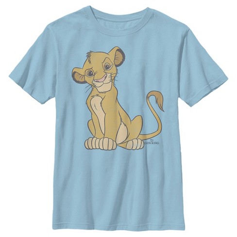 Boy s Lion King Simba Cute and Courageous T Shirt Light Blue Large