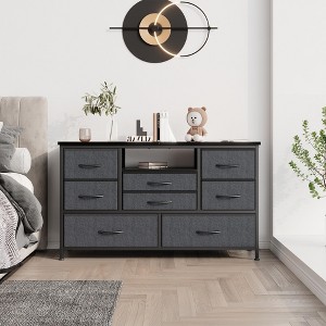 Dresser TV Stand, 8 Dresser TV Stand for 55” TV, Long Dresser for Bedroom with Power Outlets & LED Lights - 1 of 4