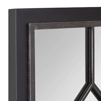16" x 42" Bakersfiel Windowpane Wall Mirror Black - Kate & Laurel All Things Decor