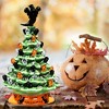 Costway 11.5'' Pre-Lit Ceramic Hand-Painted Tabletop Halloween Tree Battery Powered Green - 4 of 4