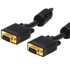 Monoprice Super VGA Cable - 50 Feet - Black | Male to Male With Ferrites For In-Wall Installation | Gold Plated, CL2 Rated - 1 of 4