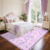 Washable Modern Floral Cute Bow Rug Non Slip Low Pile Rug Soft Contemporary Throw Floor Cover Foldable Indoor Carpet for Living Room Bedroom Nursery - 4 of 4
